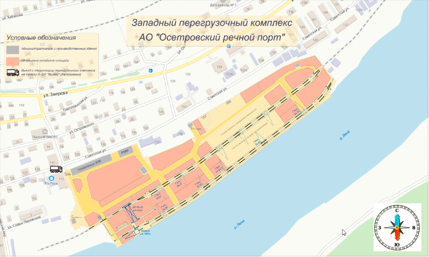 Схема Западного перегрузочного комплекса АО “Осетровский речной порт”